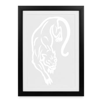 Silhouette de panthère blanche - Affiche encadrée (27 × 37 cm) - noir - Devant