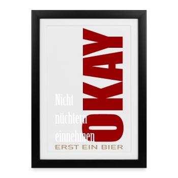 NE PRENEZ PAS DE JEÛNE Ok d’abord une bière - Affiche encadrée (27 × 37 cm) - noir - Devant
