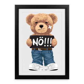 Nope with Teddy Bear funny comic for naysayers - Framed poster (27 × 37 cm) - black - Front