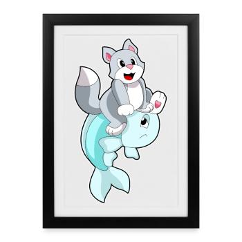 Poisson-chat - Affiche encadrée (27 × 37 cm) - noir - Devant