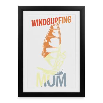 Mama Windsurfer - Framed poster (27 × 37 cm) - black - Front