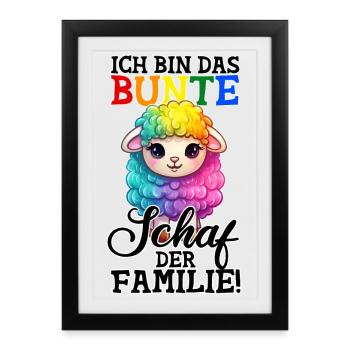 Bunte Schaf der Familie - Regenbogen LGBTQ - Gerahmtes Poster (27 × 37 cm) - Schwarz - Vorne