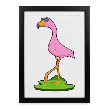 Lunettes de soleil Flamingo - Affiche encadrée (27 × 37 cm) - noir - Devant