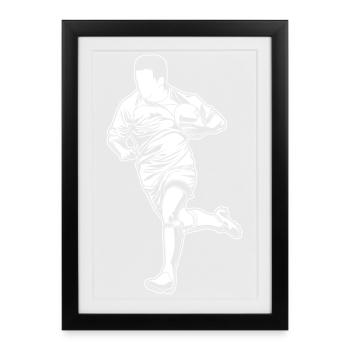 Dessin de joueur de rugby - Affiche encadrée (27 × 37 cm) - noir - Devant
