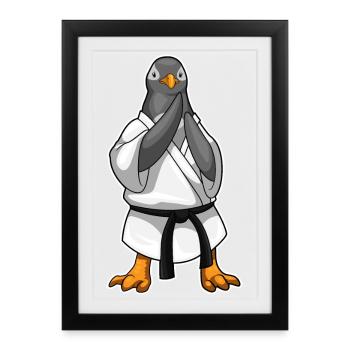 Penguin Karate Arts Martiaux - Affiche encadrée (27 × 37 cm) - noir - Devant