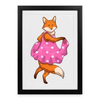 Fox Polka Dots Dress - Framed poster (27 × 37 cm) - black - Front
