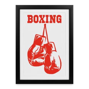 Gants de boxe rouges - Affiche encadrée (27 × 37 cm) - noir - Devant
