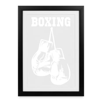 Gants de boxe blancs - Affiche encadrée (27 × 37 cm) - noir - Devant