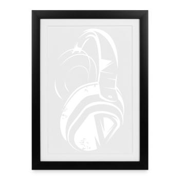 Casque Musique DJ Utilisé Look Illustration Icône - Affiche encadrée (27 × 37 cm) - noir - Devant