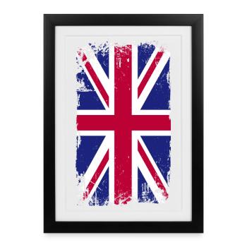 Éclaboussure de l’Union Jack Grunge - Affiche encadrée (27 × 37 cm) - noir - Devant