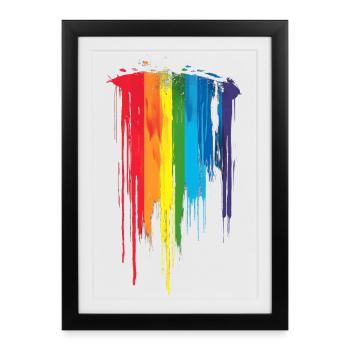 Subtle and Cool Dripping Pride Flag Rainbow Design - Framed poster (27 × 37 cm) - black - Front