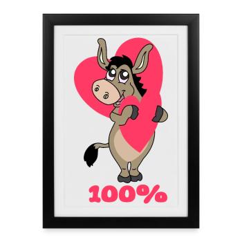 100% d’amour - Affiche encadrée (27 × 37 cm) - noir - Devant