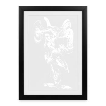 Courses de motocross - Affiche encadrée (27 × 37 cm) - noir - Devant