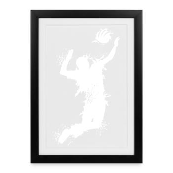 Volleyball Attack Explosion Beach Volleyball Logo - Framed poster (27 × 37 cm) - black - Front