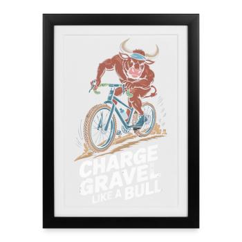 Bull Riding Bike Adventure Design - Affiche encadrée (27 × 37 cm) - noir - Devant