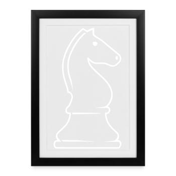 Chess piece knight - two knights, one game - Framed poster (27 × 37 cm) - black - Front