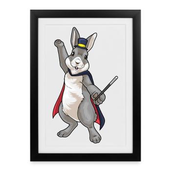 Bunny Wizard Wand - Framed poster (27 × 37 cm) - black - Front