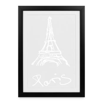 Illustration minimaliste de la tour Eiffel de Paris - Affiche encadrée (27 × 37 cm) - noir - Devant