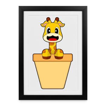 Giraffe Cream Cone - Framed poster (27 × 37 cm) - black - Front