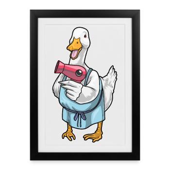 Sèche-cheveux Duck Hairdresser - Affiche encadrée (27 × 37 cm) - noir - Devant