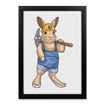 Mineur de lapin Pioche Exploitation minière - Affiche encadrée (27 × 37 cm) - noir - Devant