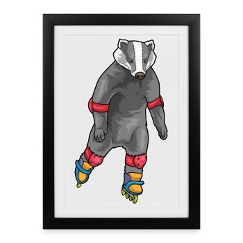 Badger Inline skating Inline skates - Framed poster (27 × 37 cm) - black - Front