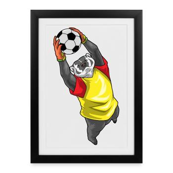 Dachs Torwart Fußball - Gerahmtes Poster (27 × 37 cm) - Schwarz - Vorne