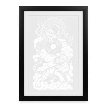 DJ Mix Shirt : Tiger & Dragon dans Music Fusion - Affiche encadrée (27 × 37 cm) - noir - Devant