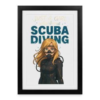 Juste une fille qui aime la plongée sous-marine - Affiche encadrée (27 × 37 cm) - noir - Devant