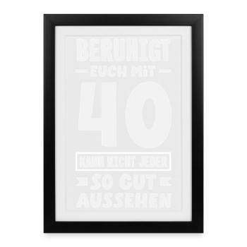 Drôle 40e anniversaire cadeau chemise d’anniversaire - Affiche encadrée (27 × 37 cm) - noir - Devant