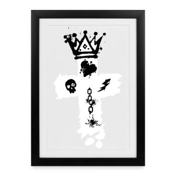 Grafischer Street-Style mit Gothic-Elementen - Gerahmtes Poster (27 × 37 cm) - Schwarz - Vorne