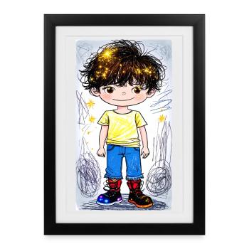 Kleiner Abenteurer (Sternenstaub) - Gerahmtes Poster (27 × 37 cm) - Schwarz - Vorne