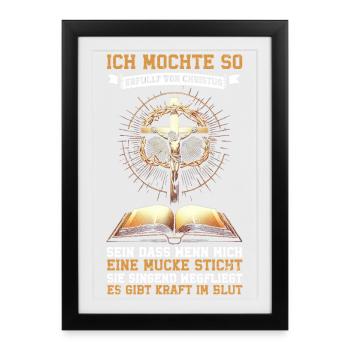 Jesus Christlich Katholiken Gläubiger Gottesdienst - Gerahmtes Poster (27 × 37 cm) - Schwarz - Vorne