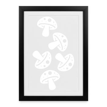 Mushrooms Mushroom Toadstool - Framed poster (27 × 37 cm) - black - Front