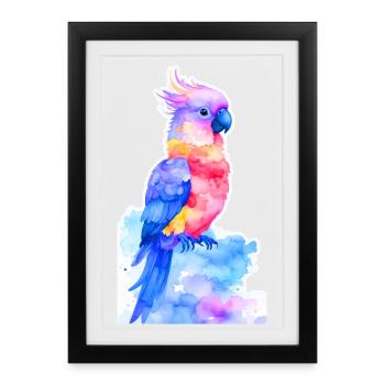 Cacatoès fantaisie coloré - Affiche encadrée (27 × 37 cm) - noir - Devant