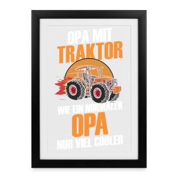 Landwirt Bauernhof Farmer Bauer Opa Großvater Trak - Gerahmtes Poster (27 × 37 cm) - Schwarz - Vorne