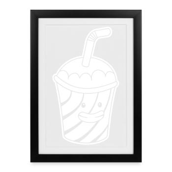 Milkshake Kawaii – Shake Anime sucré, Bonne Humeur - Affiche encadrée (27 × 37 cm) - noir - Devant