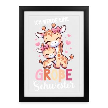 I'm going to be a big sister giraffe - Framed poster (27 × 37 cm) - black - Front