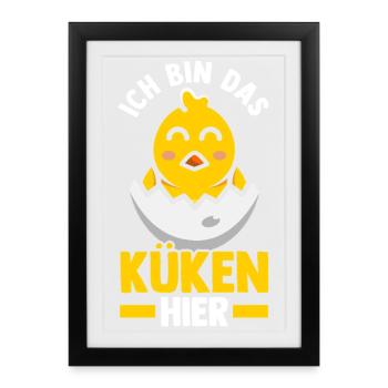 Éleveur de poulets Éleveur de ferme poussins - Affiche encadrée (27 × 37 cm) - noir - Devant