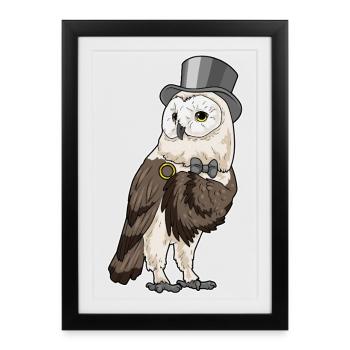 Owl Groom Wedding Ring Wedding - Framed poster (27 × 37 cm) - black - Front