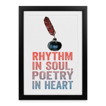 Rythme dans l’âme, poésie dans le cœur - Affiche encadrée (27 × 37 cm) - noir - Devant