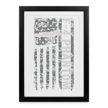 F-4 Phantom American Flag Camouflage militaire F4 - Affiche encadrée (27 × 37 cm) - noir - Devant