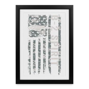 B-2 Spirit Tarnkappenbomber mit amerikanischer Fla - Affiche encadrée (27 × 37 cm) - noir - Devant