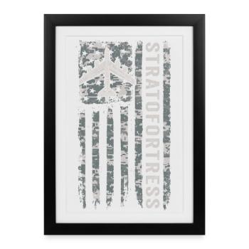 B52 Stratofortress Drapeau américain Goudron militaire - Affiche encadrée (27 × 37 cm) - noir - Devant