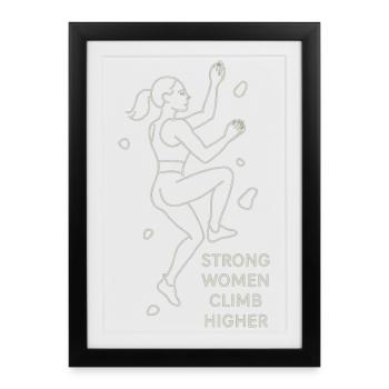 Des femmes fortes grimpent plus haut – Art en ligne grimpeur féminine - Affiche encadrée (27 × 37 cm) - noir - Devant