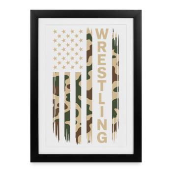 Wrestling USA Flag Camo Patriot Design - Affiche encadrée (27 × 37 cm) - noir - Devant