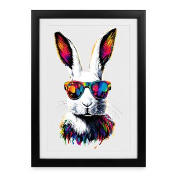 Lapin de montagne Lièvre arctique Labiin albinos Lapin blanc - Affiche encadrée (27 × 37 cm) - noir - Devant