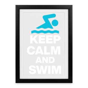 KEEP CALM AND SWIM, DIVE IN! SWIMMING GIFT - Framed poster (27 × 37 cm) - black - Front