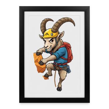 Hiking Mountains Trekking Hikers Outdoor Nature Forest - Framed poster (27 × 37 cm) - black - Front