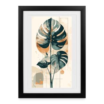 Monstera geometry in earth tones - Framed poster (27 × 37 cm) - black - Front